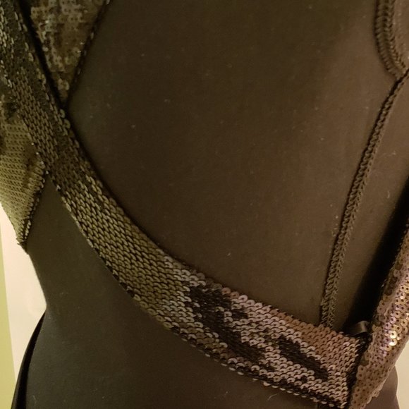 NWT JILL JILL STUART  BLACK SATIN SEQUIN GOWN - Picture 7 of 8